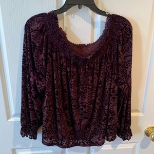 Free People burnout velvet purple top